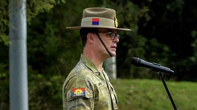 Deputy Chief of Army Major General Chris Smith, DCS, AM, CSC, addresses cadets at the 2024 Chief of Army Cadet Team Challenge parade at Canungra, South Queensland.