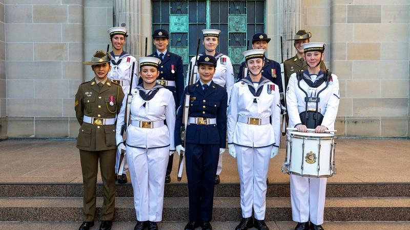 Federation Guard members after a Last Post Ceremony at the Australian War Memorial, Canberra.