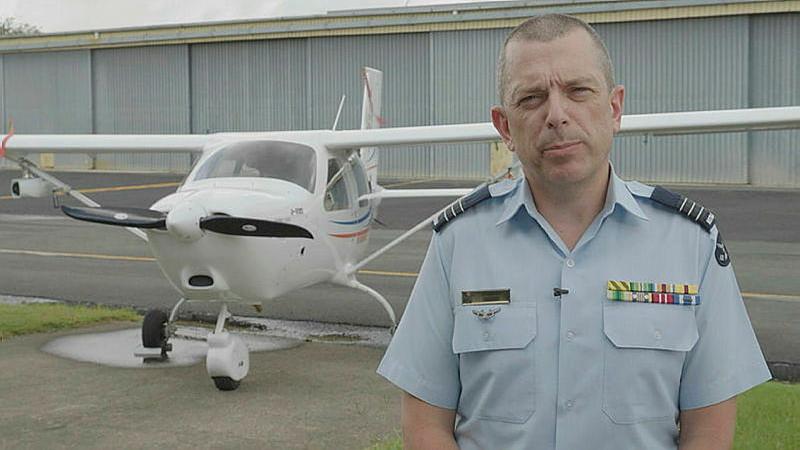 Deputy Director Disruptive Experimentation Wing Commander Keirin Joyce in front of the JabX.