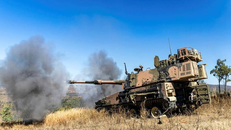 An Army tank fires during a live exercise.
