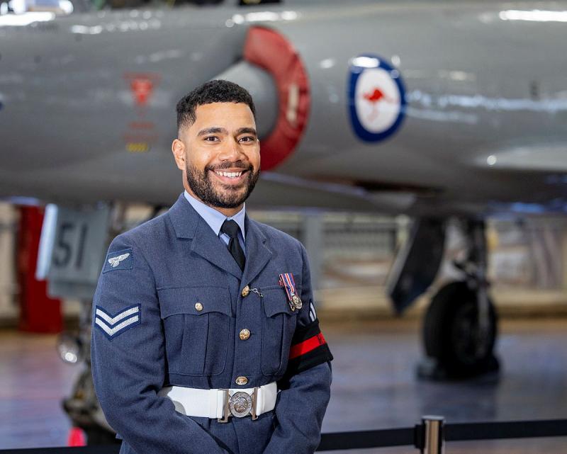 Royal Air Force Corporal Isireli Stevens at Hanger 84, RAAF Base Wagga, NSW.