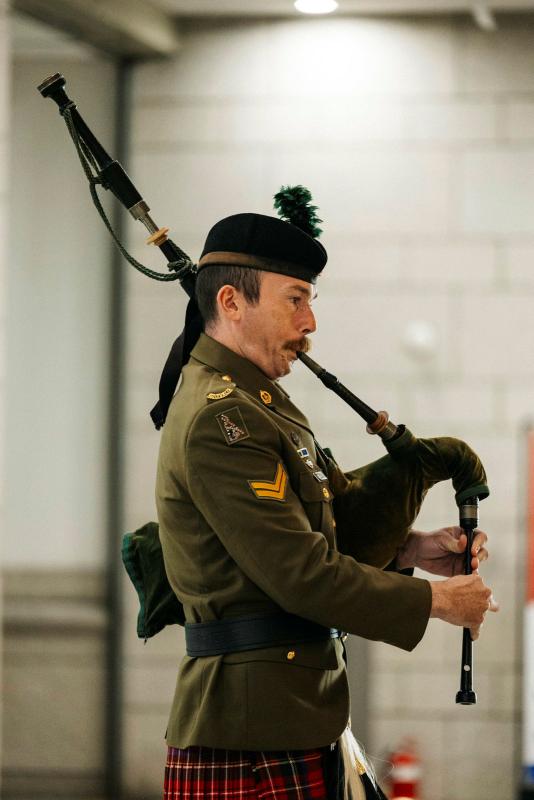 A bagpiper.