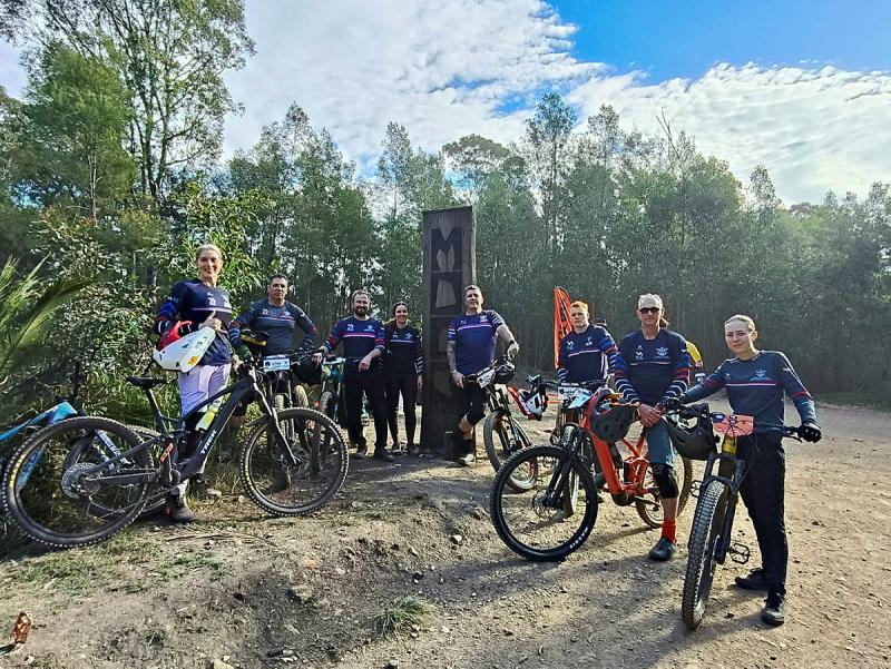 ADF Cyclists pose for a group photo during the Fox Superflow Mountain Biking competition at Mogo, NSW.