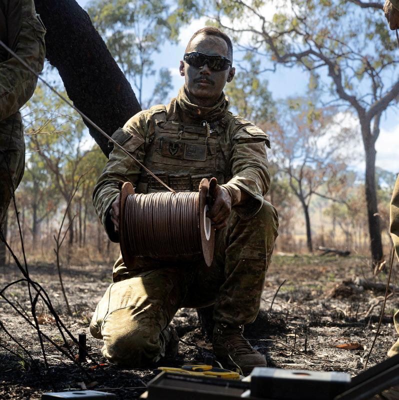 LCpl Jyren Doria from 3RAR conducts demolition training as part of Exercise Southern Jackaroo at Townsville Field Training Area. Photo: Pte William McCormick