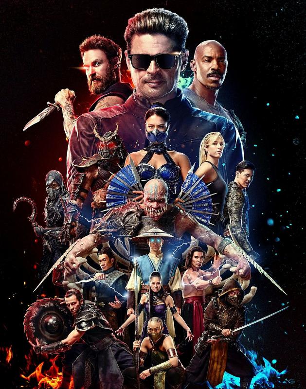 A collage of people, some in costume, some dressed plainly are seen on a black background.