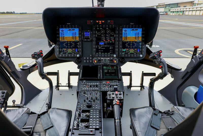 The inside of a helicopter cockpit.