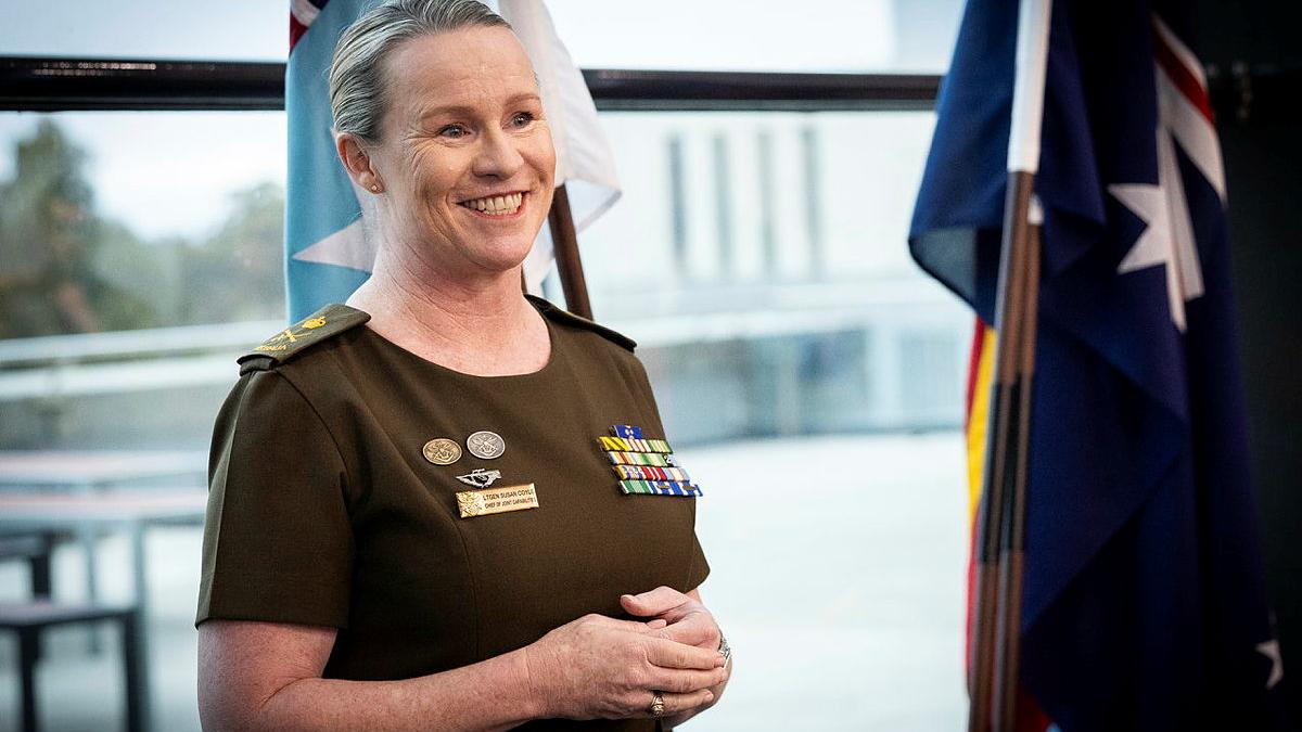 Chief of Joint Capabilities, Lieutenant General Susan Coyle AM CSC DSM speaking at  the Joint Capabilities Group eight birthday event at Russell offices in Canberra.