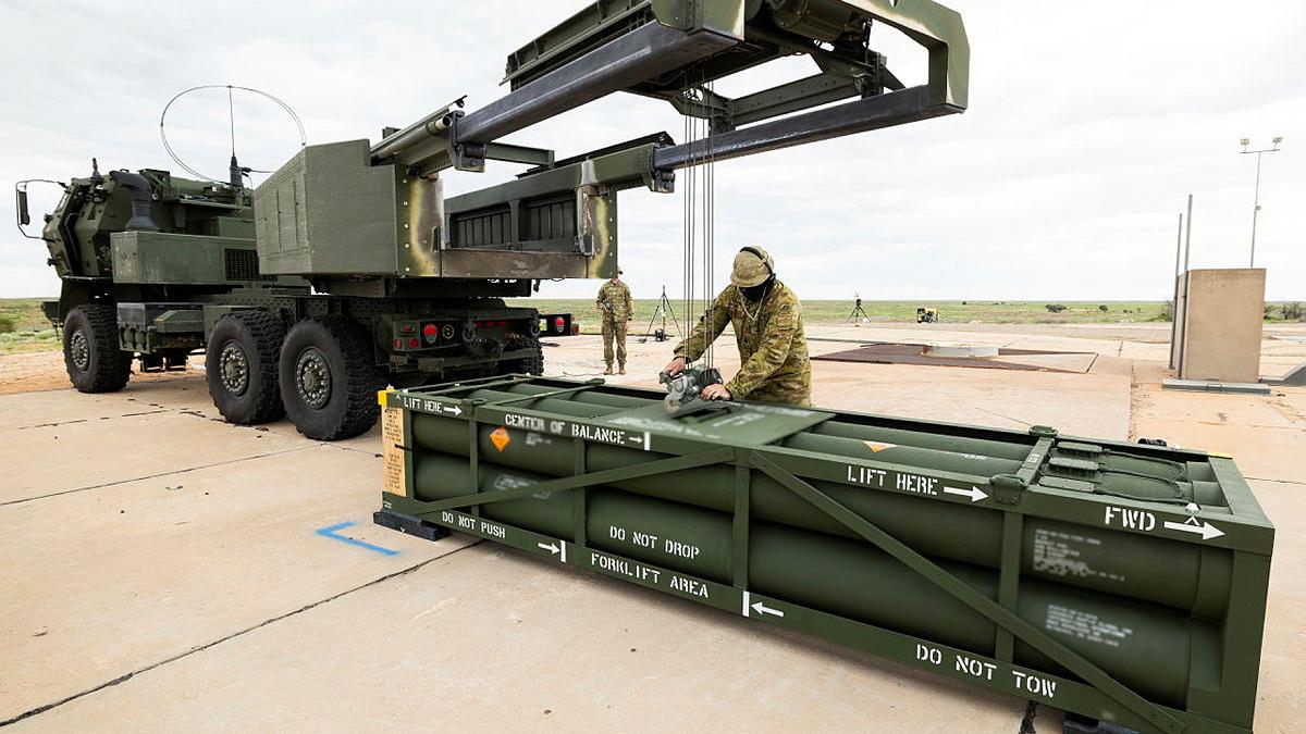 The first Australian-manufactured Guided Multiple Launch Rocket System (GMLRS) missiles are test fired at the Woomera Test Range in South Australia.
