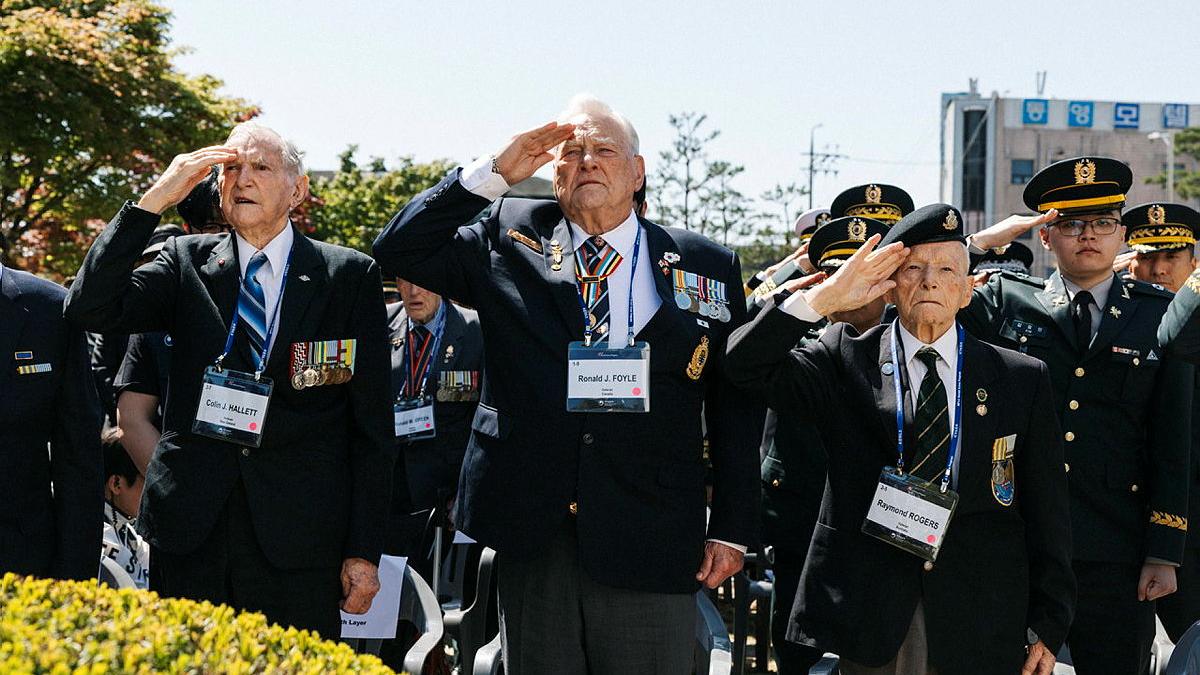 Korean War veterans at a ceremony in Kapyong.