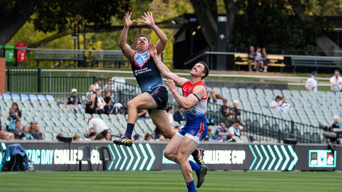 Aussie Rules players at Adelaide Oval.