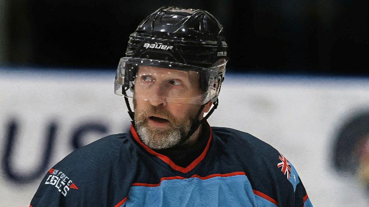 An ice hockey player during a game.